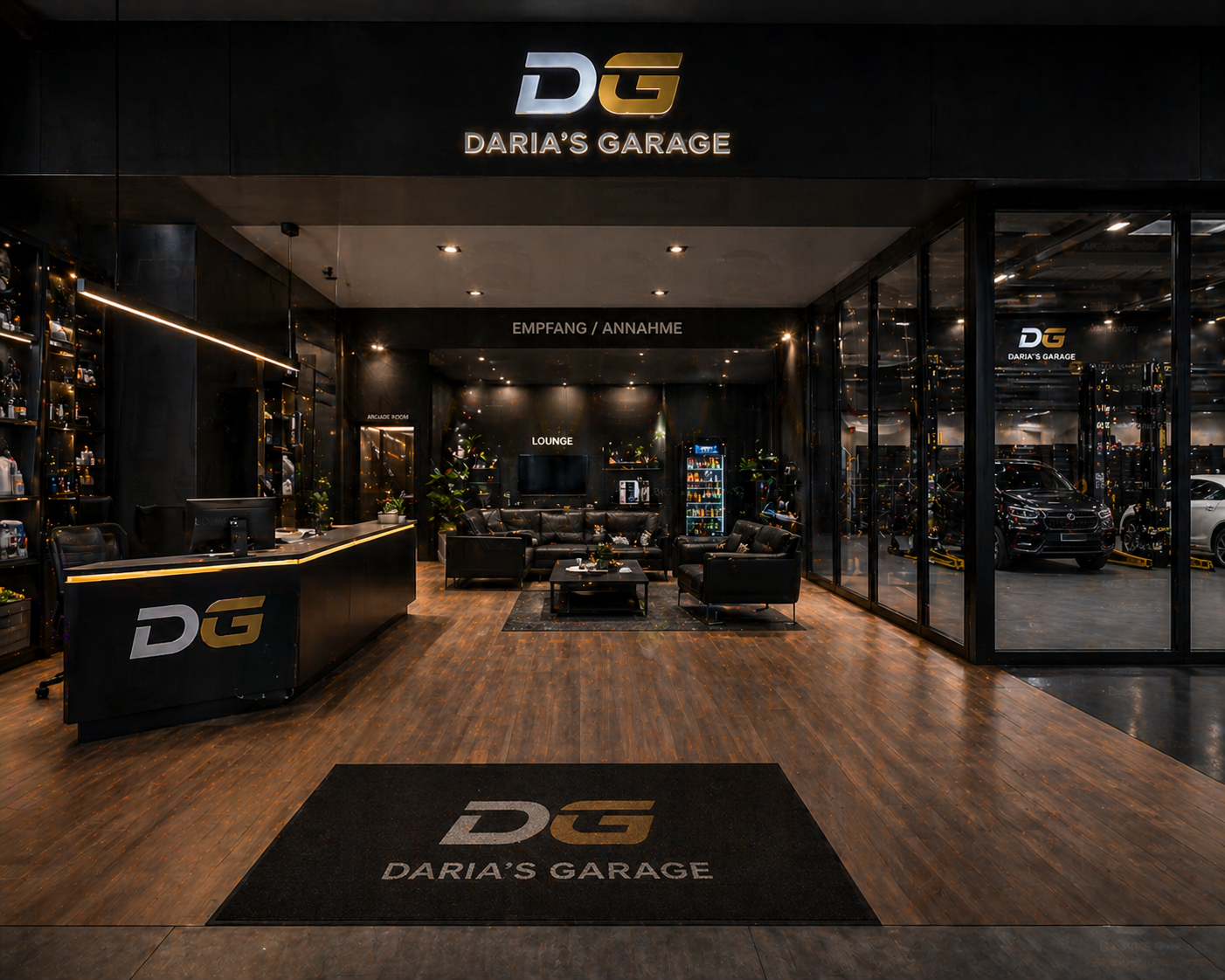 Empfang und Kundenannahme von Daria's Garage
